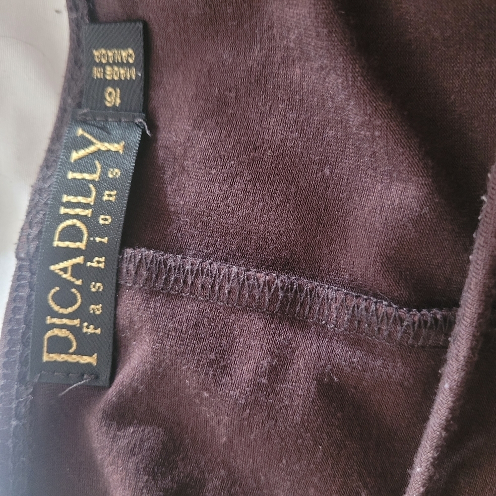 Picadilly Brown Short Sleeve Top Size 16 - Picture 6 of 6